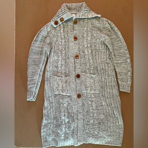 Vintage Dawn International Gray Cable Knit Longline Maxi Cardigan Sweater